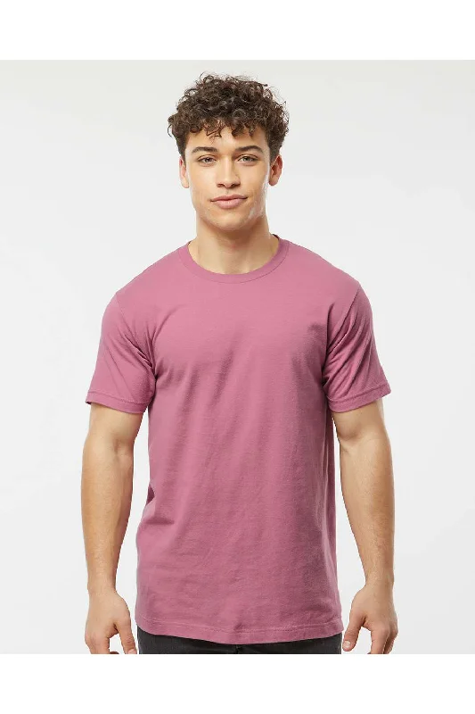 men's shawl collar sweaters-Tultex Mens Fine Jersey Short Sleeve Crewneck T-Shirt - Cassis Pink