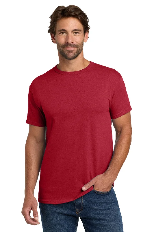 men's checkered hoodies-Hanes Mens ComfortSoft Short Sleeve Crewneck T-Shirt - Deep Red