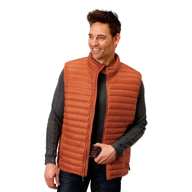 men's sports jackets-Roper Western Vest Mens Warm Winter Quilted Rust 03-097-0695-6138 RT