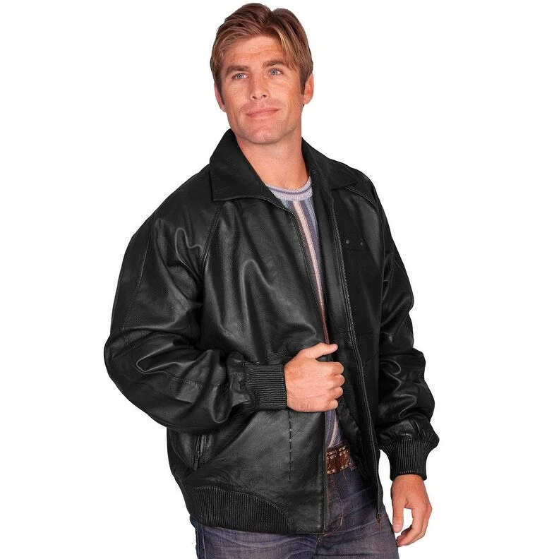 men's slim tees-Scully Western Jacket Mens Lambskin Leather Zip Front Lined F0_245