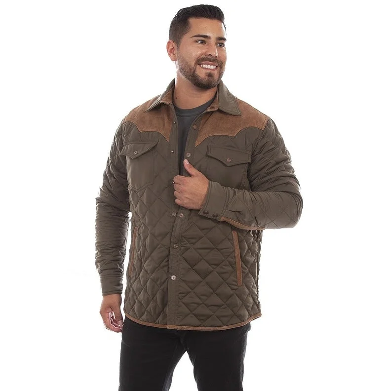 men's striped hoodies-Scully Western Jacket Mens Quilted Canvas Snap Front F0_5285