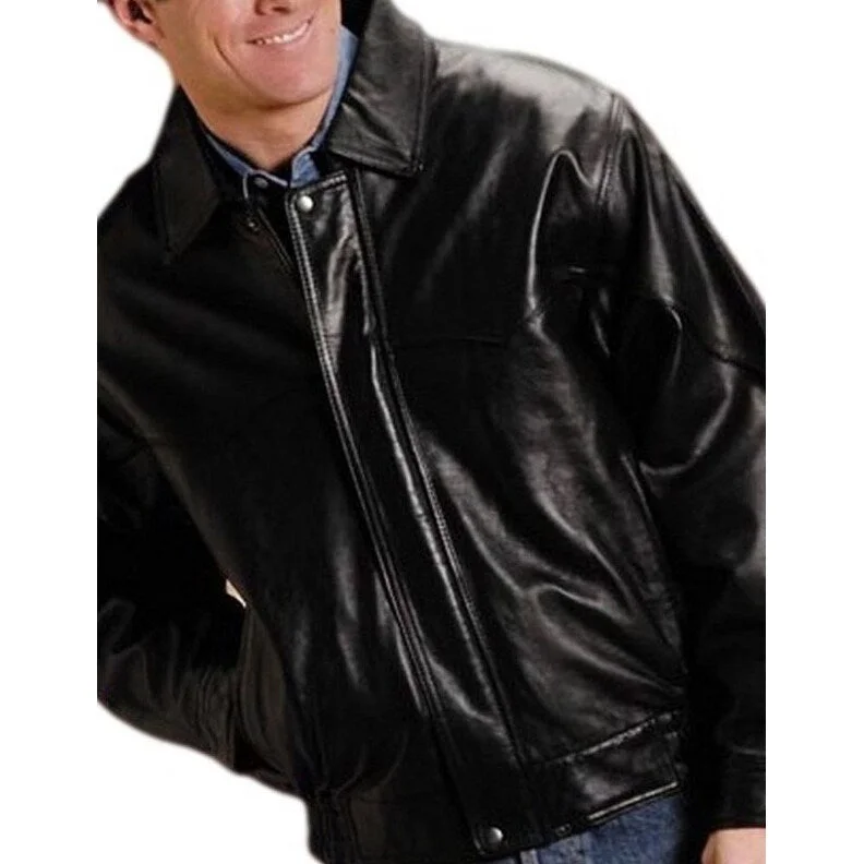 men's cotton jackets-Roper Western Jacket Mens Nappa Bomber Zip Black 02-097-0524-0715 BL