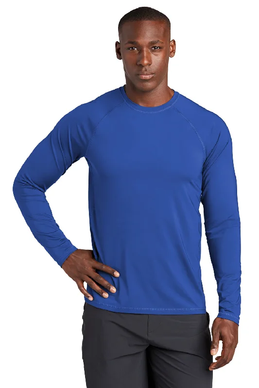 men's lightweight tees-Sport-Tek Mens Rashguard Moisture Wicking Long Sleeve Crewneck T-Shirt - True Royal Blue