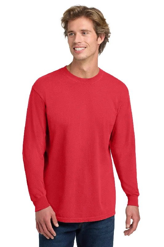 men's short-sleeve shirts-Comfort Colors Mens Long Sleeve Crewneck T-Shirt - Paprika Red