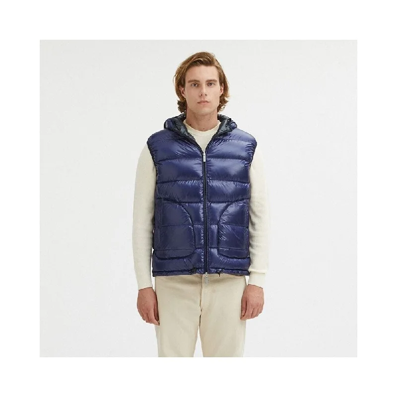 men's insulated vests-Centogrammi Blue Nylon Men's Reversible Men's Vest