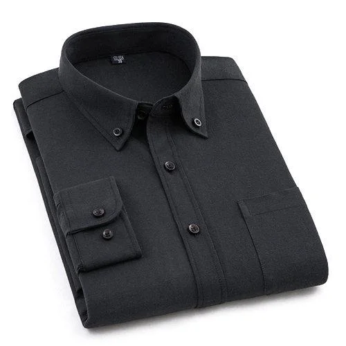 men's ribbed hoodies-Plain Black Oxford Dress Shirt | Regular Fit | Sizes 38-44