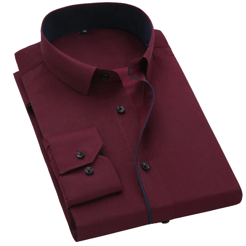 men's slim shorts-Formal Burgundy Dress Shirt | Modern Fit | Sizes 38-44