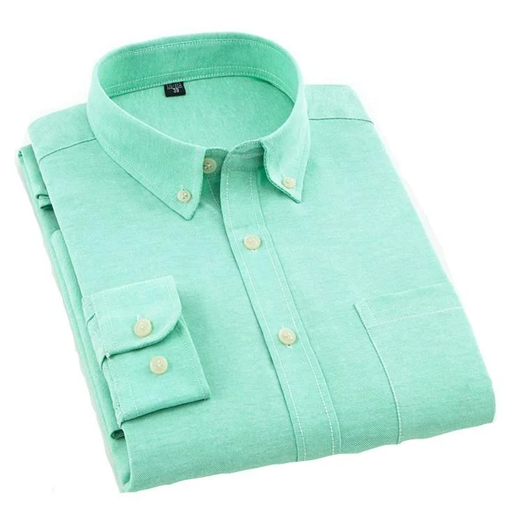 men's white hoodies-Plain Green Oxford Dress Shirt | Regular Fit | Sizes 38-44