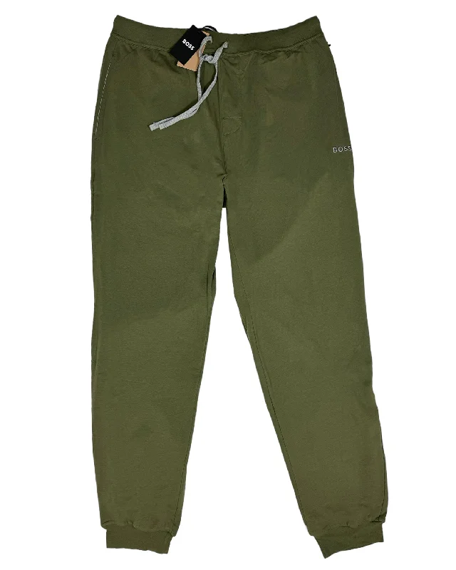 men's casual shorts-Hugo Boss Lounge Jogger Military Green Logo M Loungewear Sweatpants