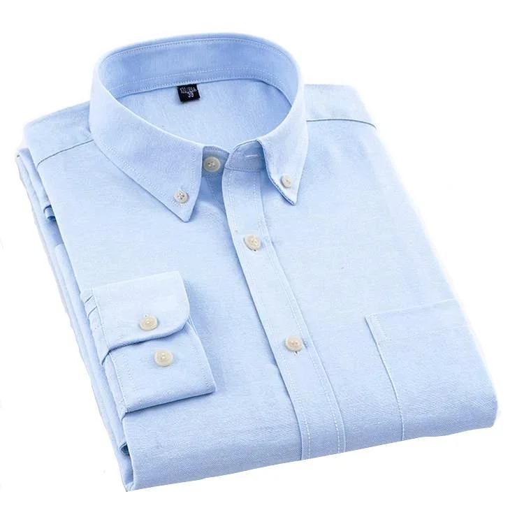 men's athletic hoodies-Plain Light Blue Oxford Dress Shirt | Regular Fit | Sizes 38-44