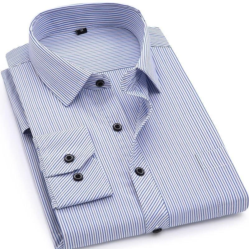 men's hiking jackets-Light Blue Striped Dress Shirt | Modern Fit | Sizes 38-48