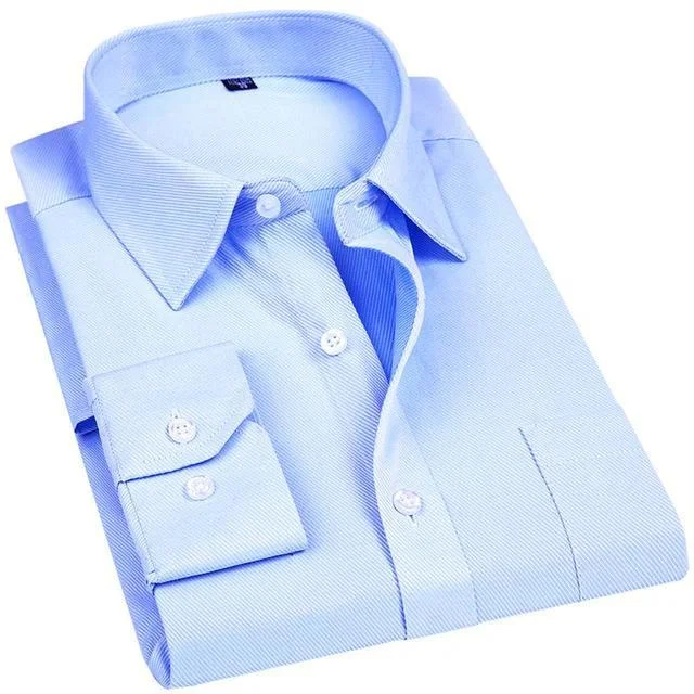 men's lightweight sweaters-Light Blue Twill Dress Shirt | Modern Fit | Sizes 38-48