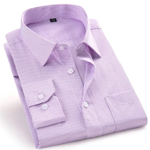 men's casual jackets-Light Purple Striped Dress Shirt | Modern Fit | Sizes 38-48