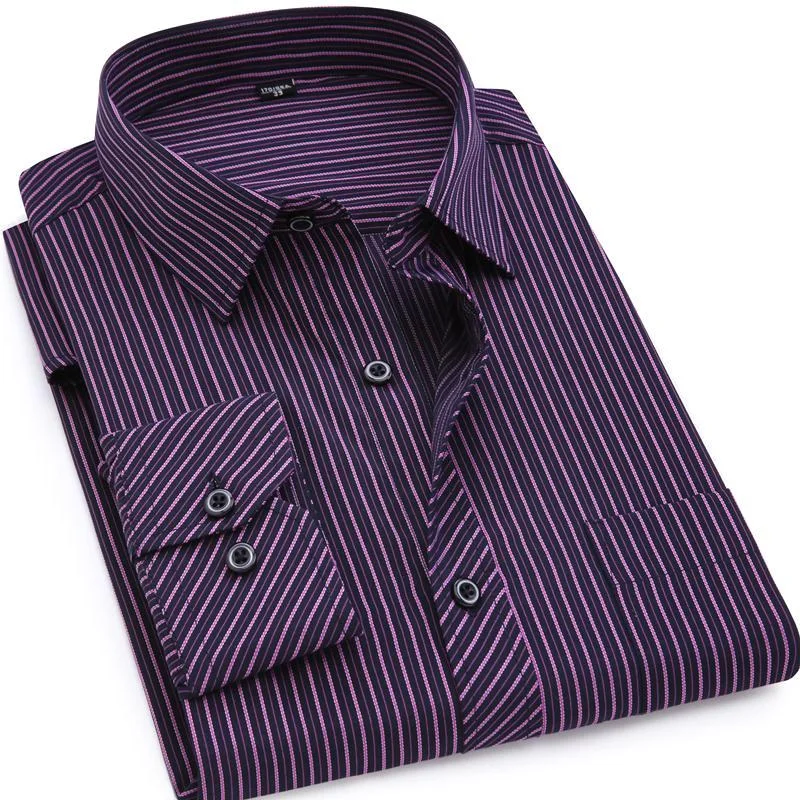 men's twill shorts-Purple Striped Dress Shirt | Modern Fit | Sizes 38-48