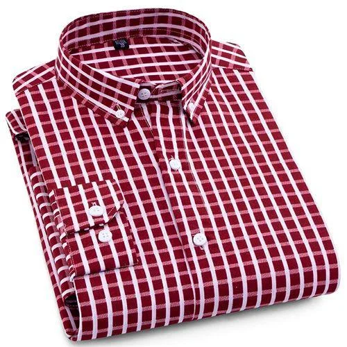 men's performance hoodies-Red Checkered Casual Dress Shirt | Modern Fit | Sizes 38-44