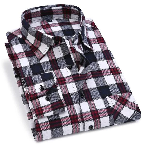 men's white vests-Red Plaid Shirt - 7 Styles | Regular Fit | Sizes 38-44