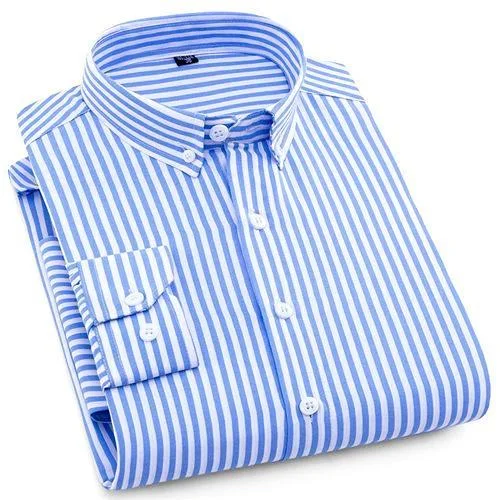 men's twill tees-Striped Casual Dress Shirt | Modern Fit | Sizes 38-44