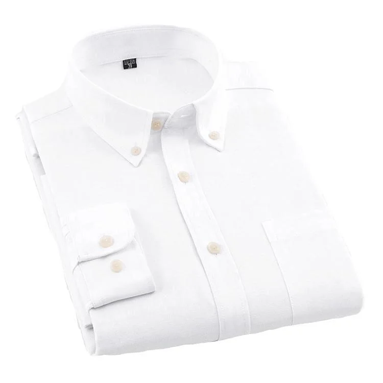 men's white jackets-Plain White Oxford Dress Shirt | Regular Fit | Sizes 38-44