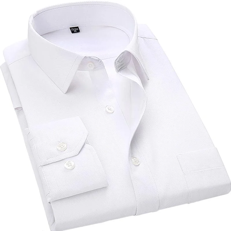 men's striped tees-White Twill Dress Shirt | Modern Fit | Sizes 38-48