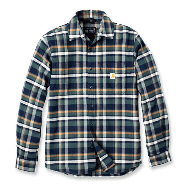 men's lightweight shorts-Carhartt 106352 Relaxed Fit Midweight Flannel Long Sleeve Plaid Shirt