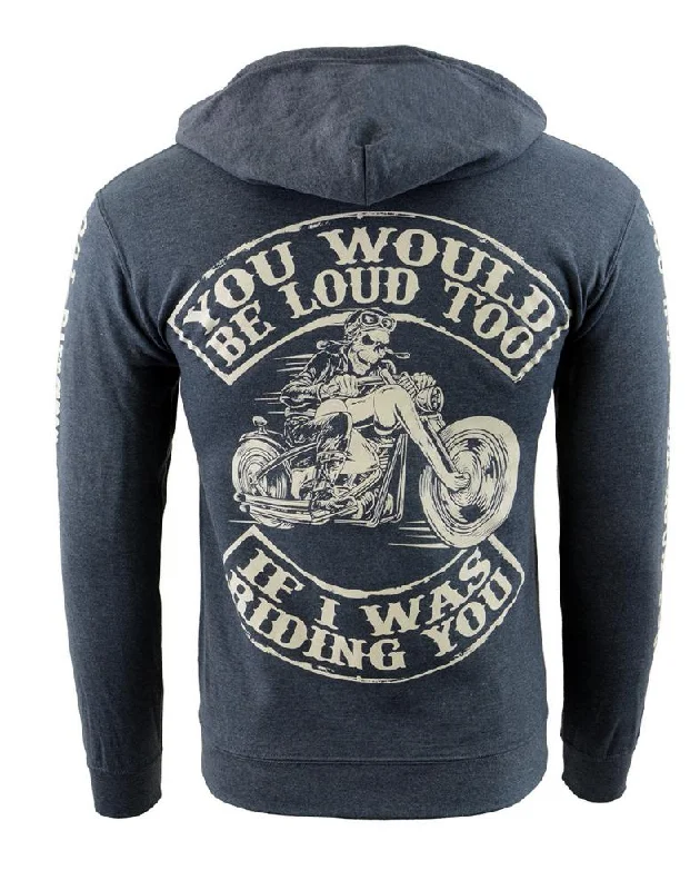 men's lightweight vests-Biker Clothing Co. BCC118009 Men's Grey 'You Would Be Loud Too' Motorcycle Skull Hoodie