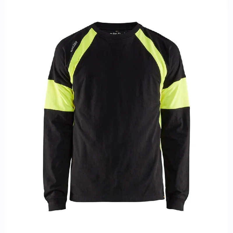 men's ribbed jackets-Blaklader 3520 Long Sleeved T-Shirt with Hi-Vis Panels