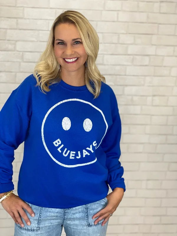 men's twill shorts-BlueJay Smiley Face Sweatshirt