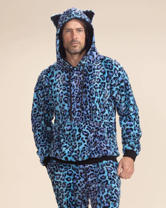 men's ankle boots-Classic Men's Fur Hoodie | Blue Lynx