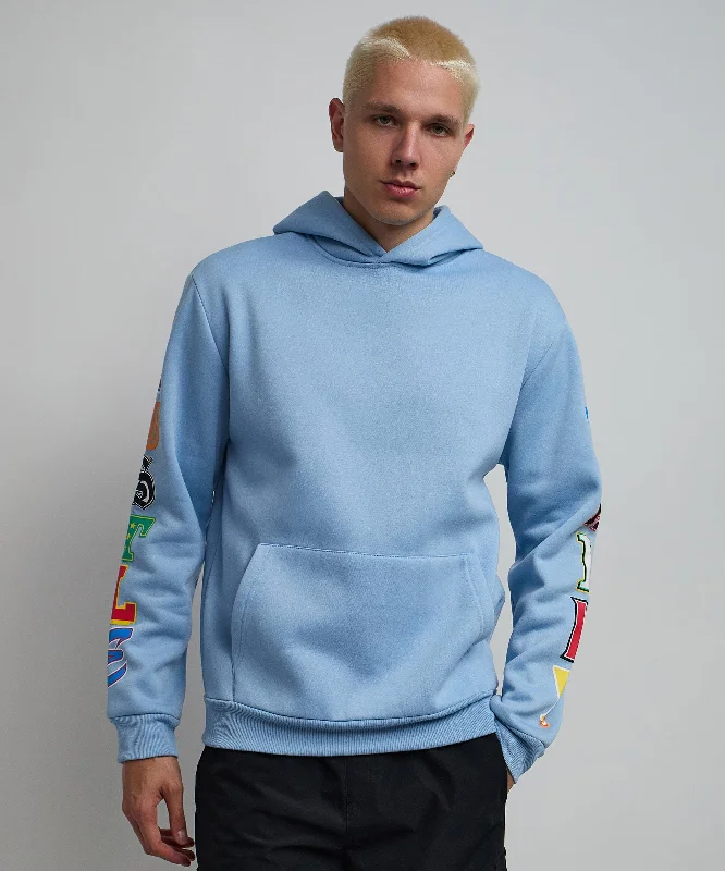 men's varsity jackets-Hustle Daily Hoodie - Light Blue