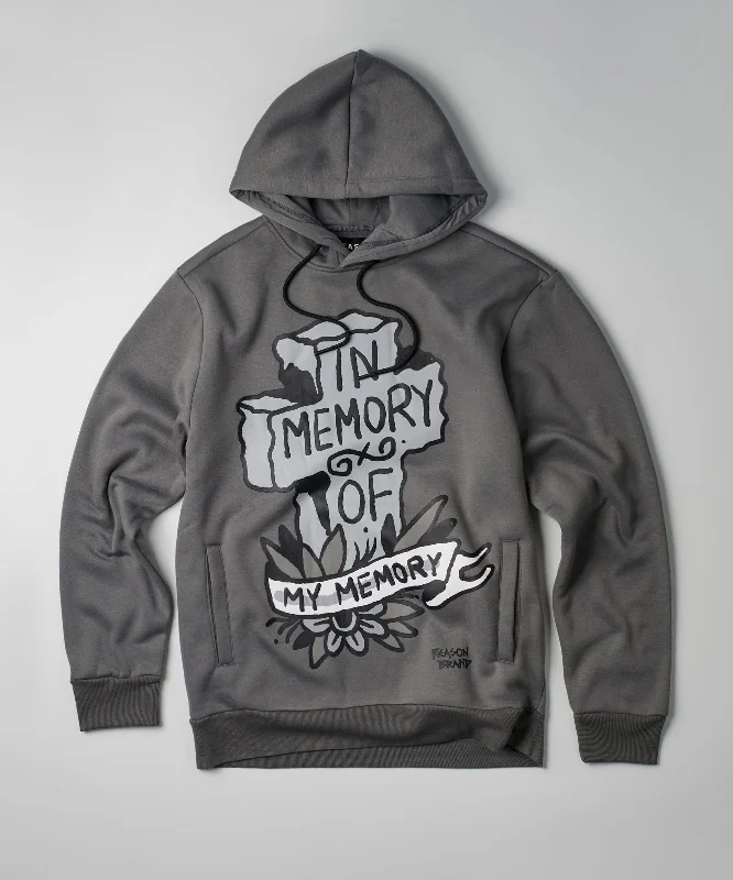 men's wool blazers-In Memory Of Graphic Print Hoodie - Grey