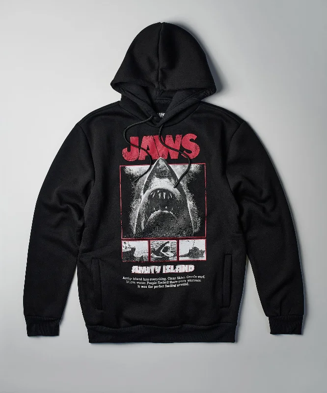 men's running shorts-Jaws Amity Island Hoodie - Black