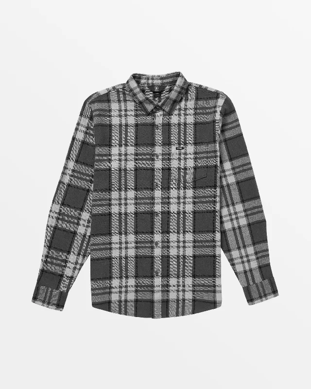 men's performance sweaters-Leland Flannel Long Sleeve Shirt - Asphalt Black