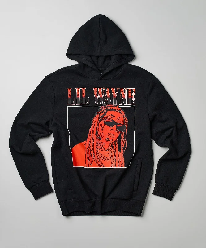 men's softshell tees-Lil Wayne Box Hoodie - Black