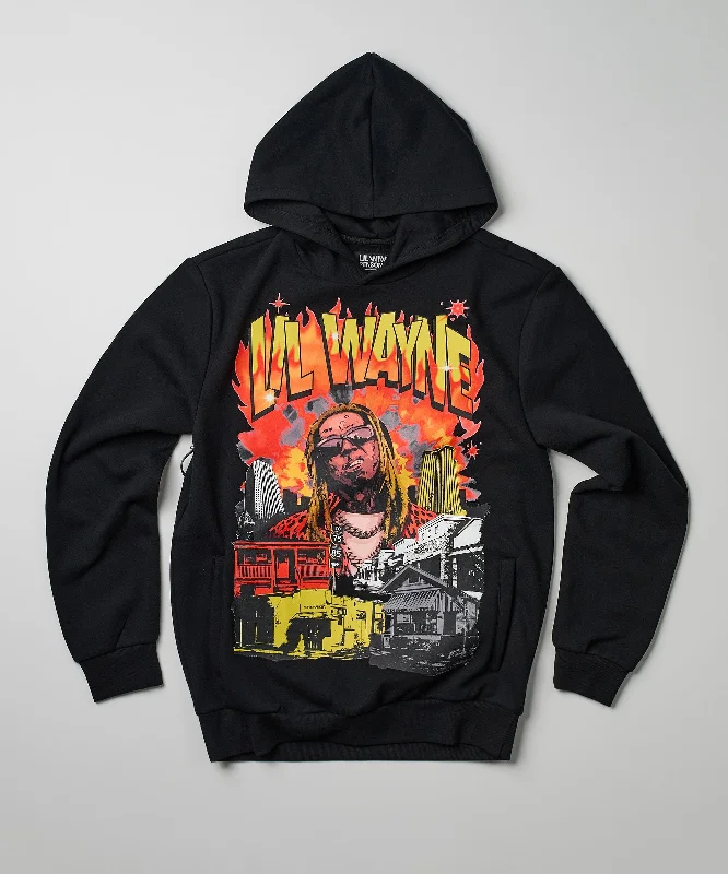 men's checkered shorts-Lil Wayne New Orleans Hoodie - Black