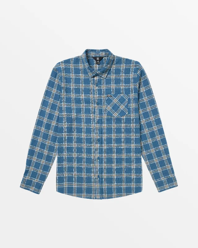 men's wool jackets-Loreto Flannel Long Sleeve Shirt - Smokey Blue