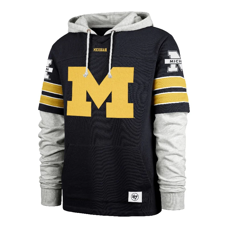 men's lightweight tees-MICHIGAN WOLVERINES GRIDIRON BLITZ '47 CORNERBACK LACER