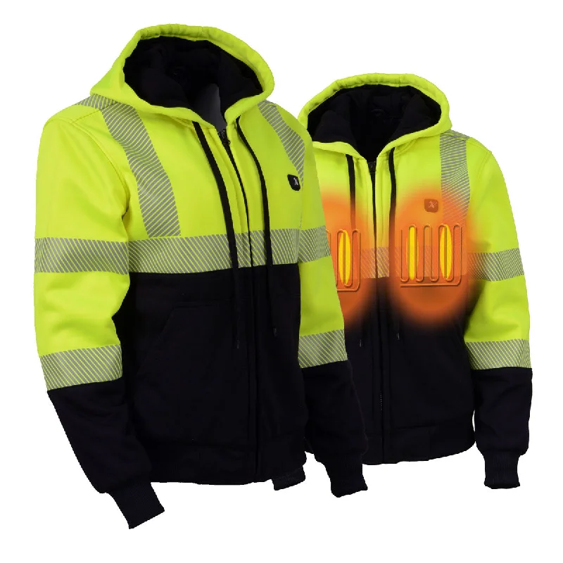 men's wool shorts-Nexgen Heat MPL2773SET Women's Heated Hoodie High-Viz Reflective - Zipper Front Sweatshirt Jacket w/ Battery Pack