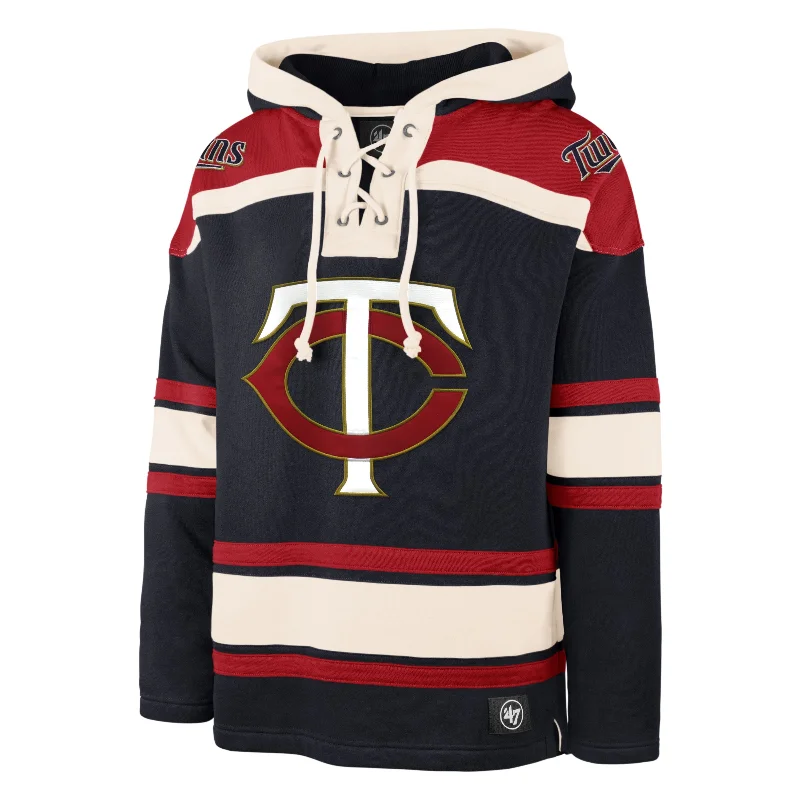 men's lightweight polos-MINNESOTA TWINS SUPERIOR '47 LACER PULLOVER HOOD