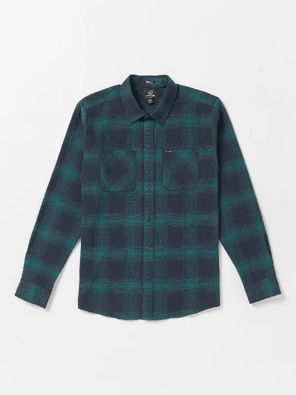 men's performance jackets-Netastone Flannel Long Sleeve Shirt - Navy