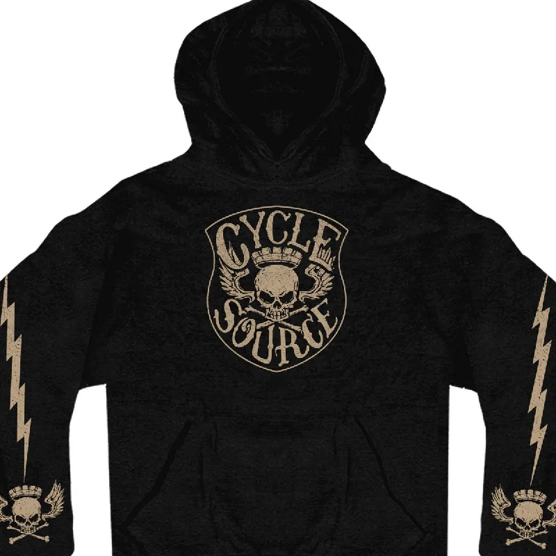 men's plaid polos-Official Cycle Source Magazine CSM4011 Men’s Knucklehead Black Hoodie Sweatshirt