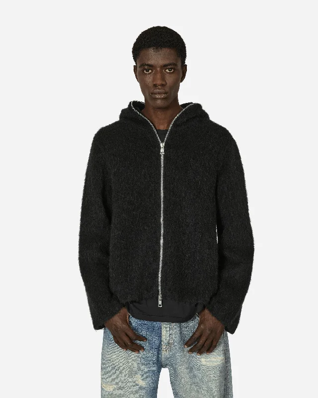 men's striped hoodies-Full Zip Hoodie Black