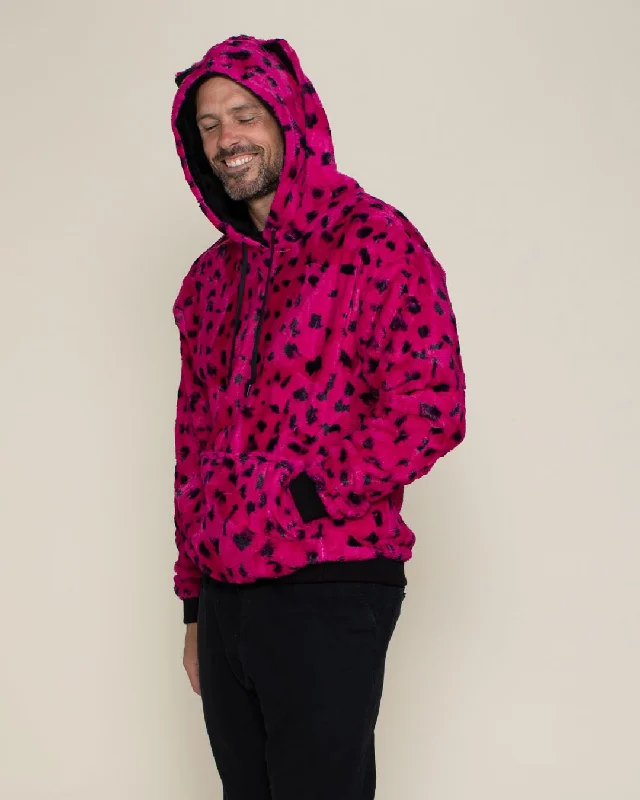 men's lightweight jackets-Classic Men's Fur Hoodie | Pink Cheetah