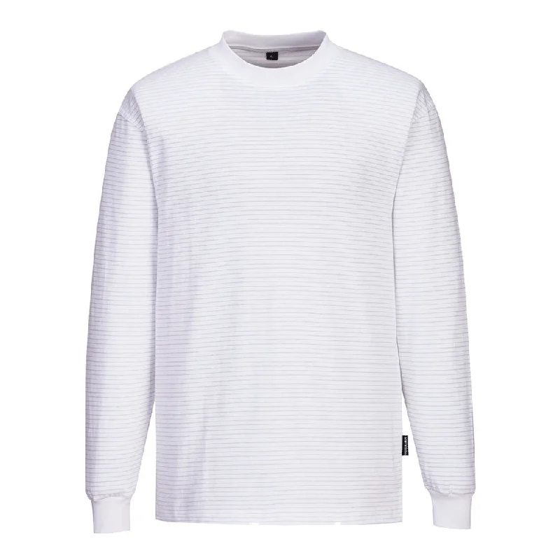 men's twill blazers-Portwest AS22 Anti-Static ESD Long Sleeve T-Shirt