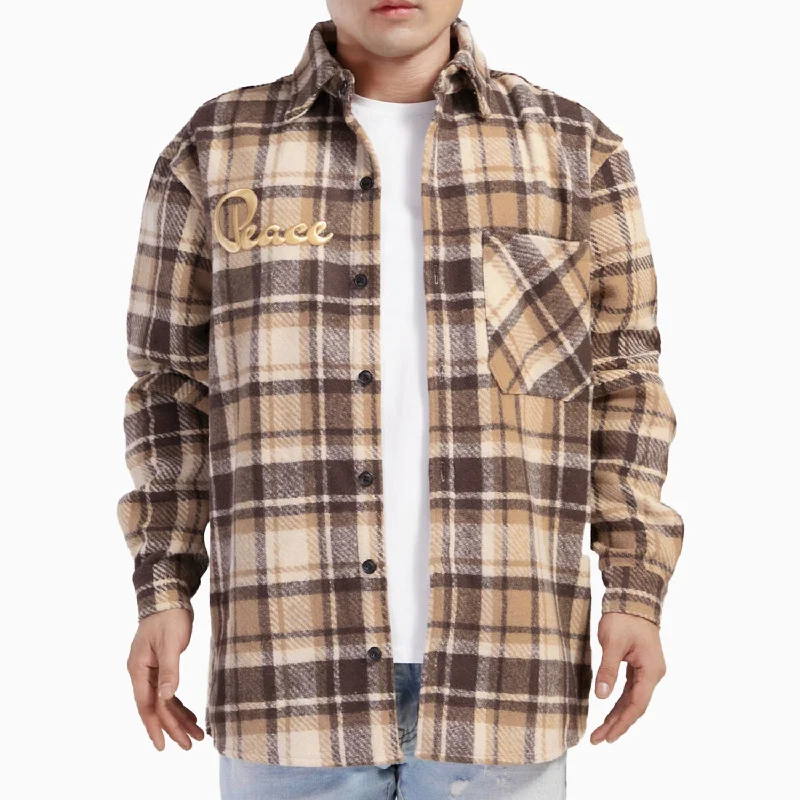 men's white shorts-Men's Peace Heavy Flannel Shirt