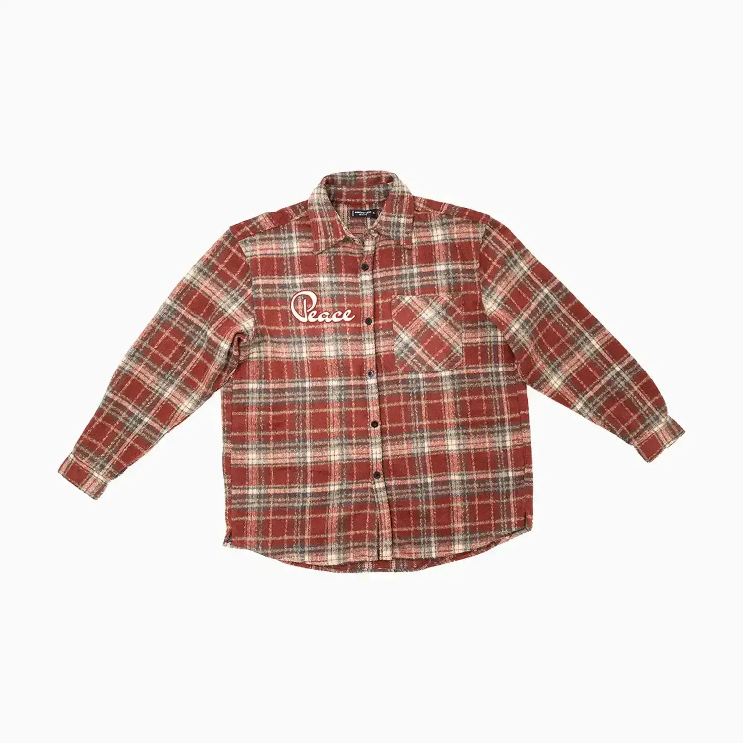 men's twill shorts-Men's Peace Heavy Flannel Shirt