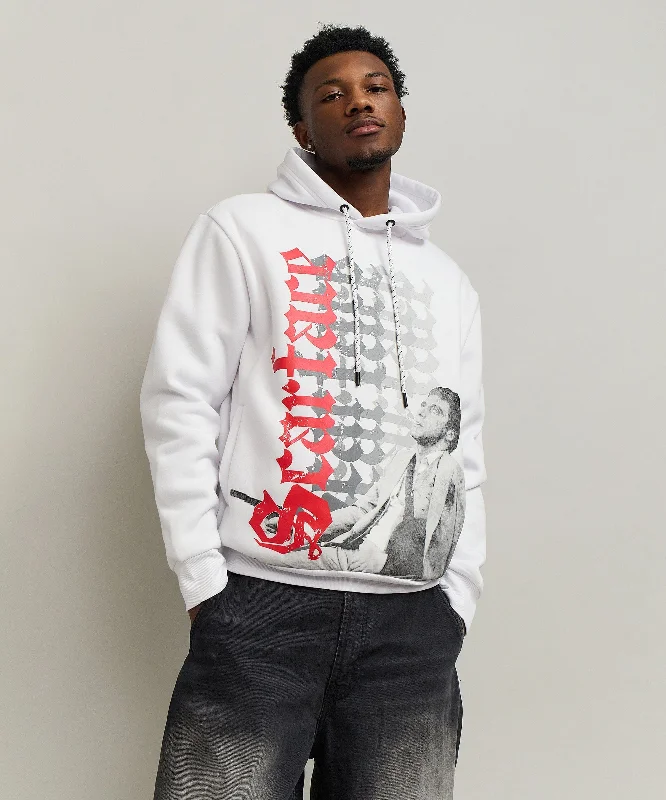 men's slim sweaters-Scarface Old English Hoodie - White