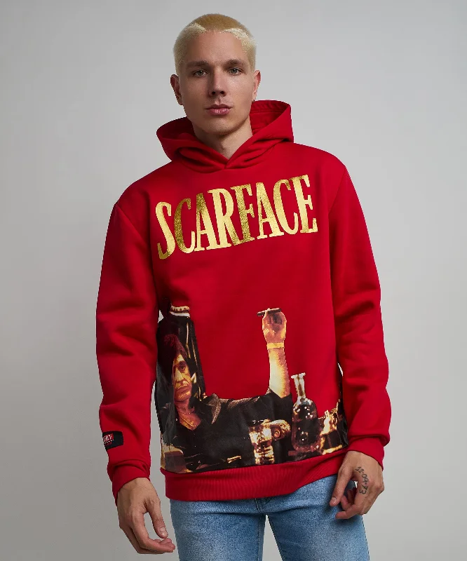 men's cotton blazers-Scarface Photo Print Hoodie - Red