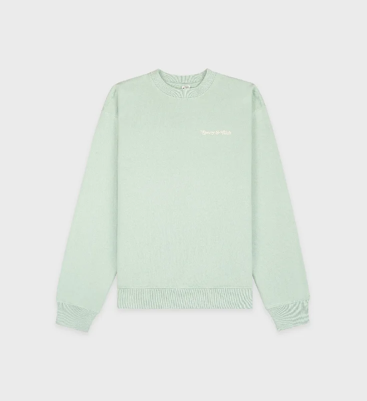 men's lightweight polos-Self Love Club Crewneck - Jade/Cream