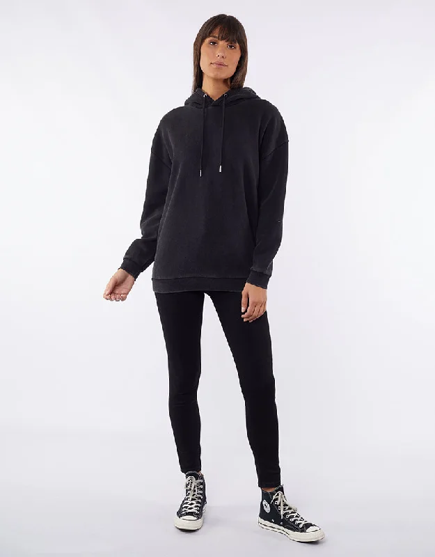 men's performance polos-Silent Theory Standard Hoody Washed Black