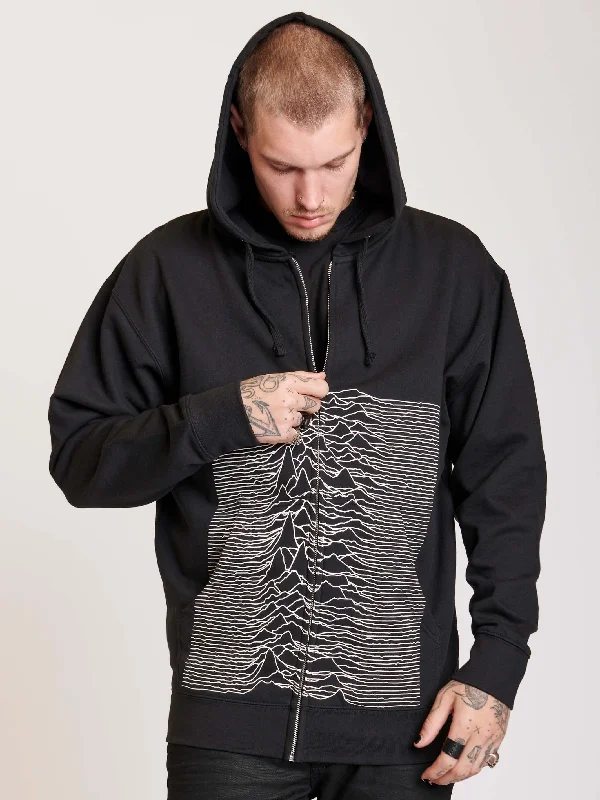 men's athletic shorts-Joy Division Unknown Pleasures Zip Up Hoodie